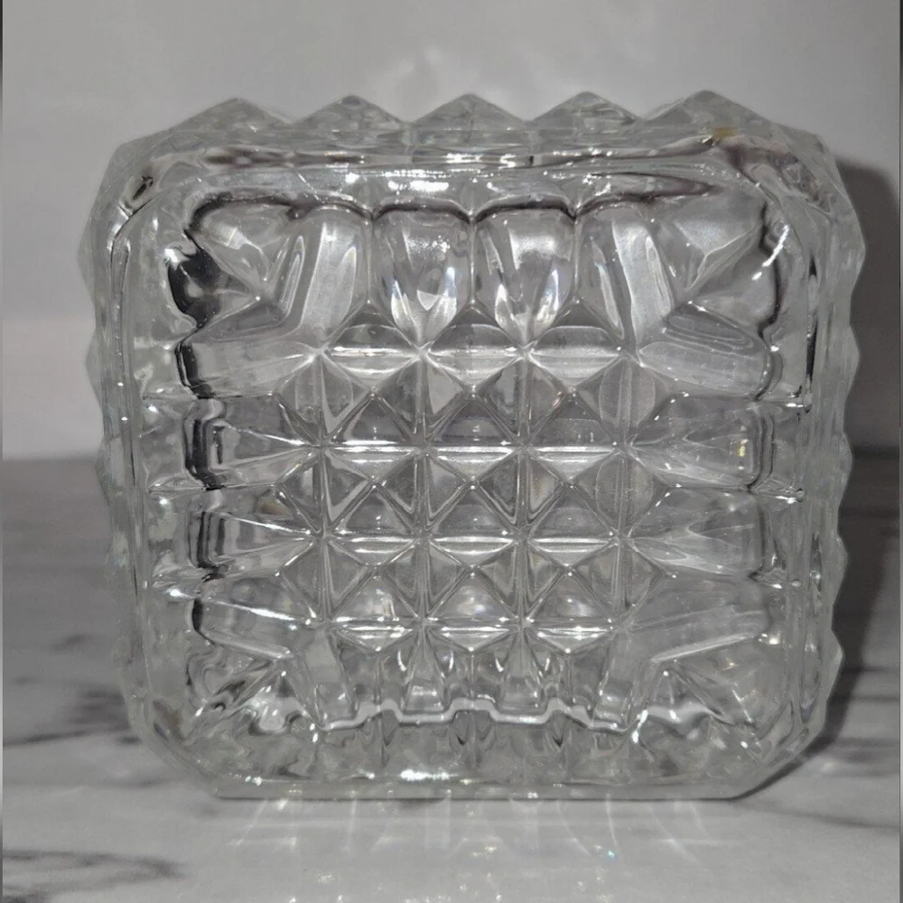Vintage Diamond Cut Crystal Decanter with Diamond Cut Topper